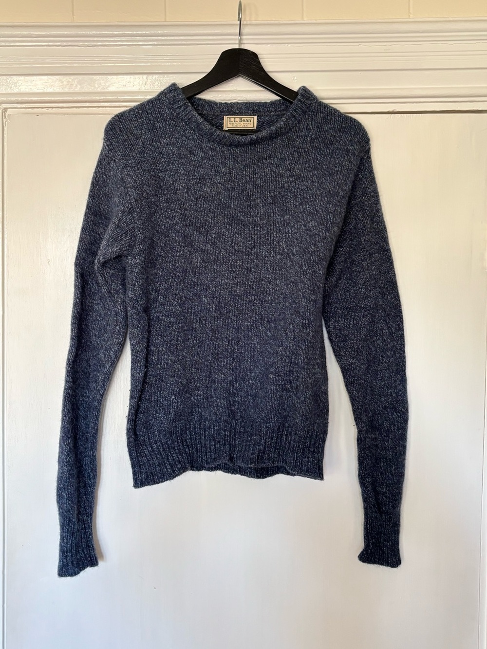 Vintage LLBean wool sweater made in USA heathered blue XS small